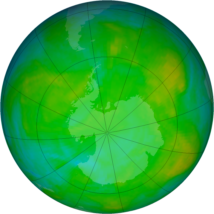 Antarctic ozone map for 07 December 2002